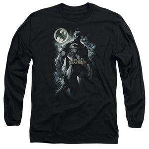 AN OFFCIALLY LICENSED BATMAN THE KNIGHT MEN'S LONG SLEEVE T-SHIRT BLACK