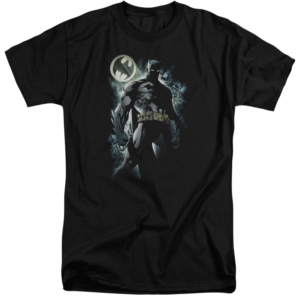 AN OFFCIALLY LICENSED BATMAN THE KNIGHT MEN'S TALL FIT T-SHIRT BLACK