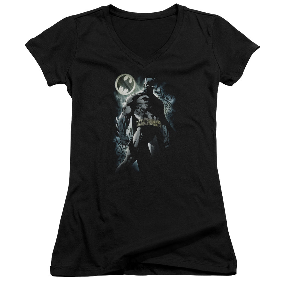 Batman The Knight Licensed Women's T-Shirt Juniors V-Neck SM