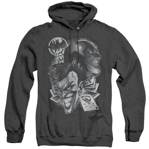 AN OFFCIALLY LICENSED BATMAN ARCHENEMIES ADULT UNISEX HEATHER PULLOVER HOODIE BLACK