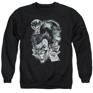 AN OFFCIALLY LICENSED BATMAN ARCHENEMIES ADULT UNISEX CREWNECK SWEATSHIRT BLACK