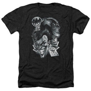 AN OFFCIALLY LICENSED BATMAN ARCHENEMIES MEN'S HEATHER T-SHIRT CHARCOAL
