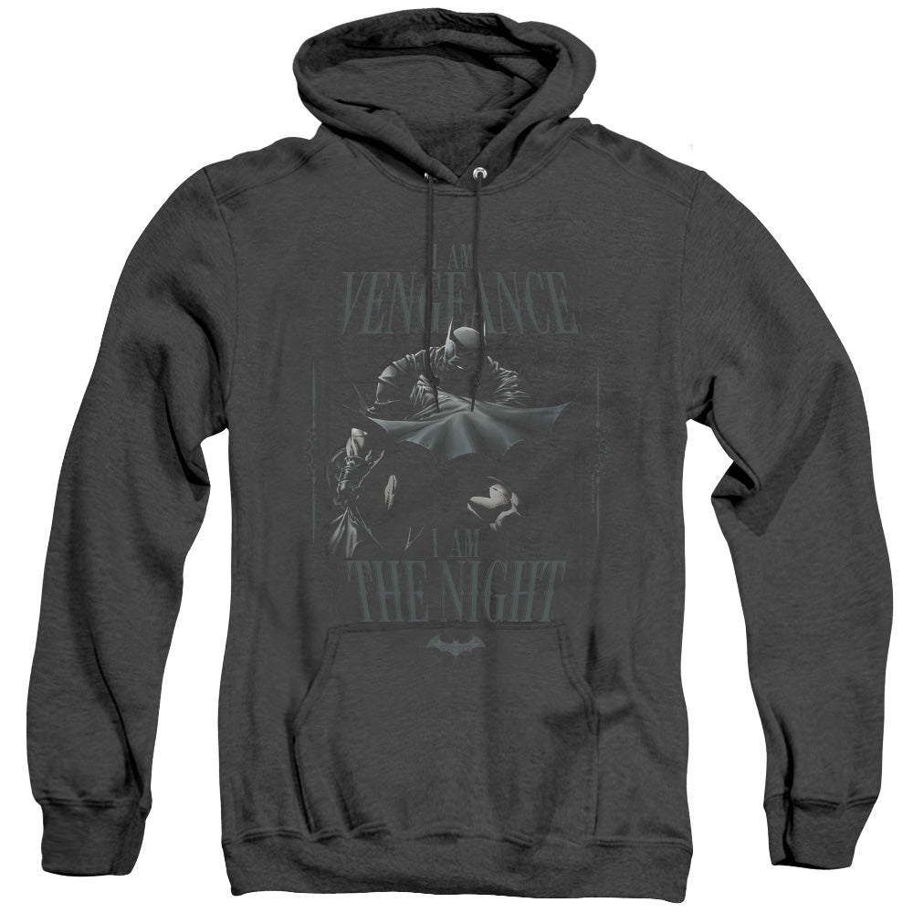 AN OFFCIALLY LICENSED BATMAN I AM ADULT UNISEX HEATHER PULLOVER HOODIE BLACK