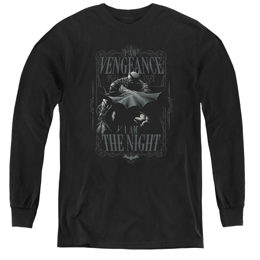 AN OFFCIALLY LICENSED BATMAN I AM YOUTH LONG SLEEVE T-SHIRT BLACK