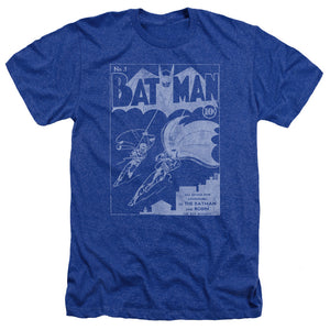 AN OFFCIALLY LICENSED BATMAN ISSUE 1 COVER MEN'S HEATHER T-SHIRT ROYAL