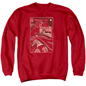 AN OFFCIALLY LICENSED BATMAN DOA COVER ADULT UNISEX CREWNECK SWEATSHIRT RED