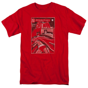 AN OFFCIALLY LICENSED BATMAN DOA COVER MEN'S REGULAR FIT T-SHIRT RED