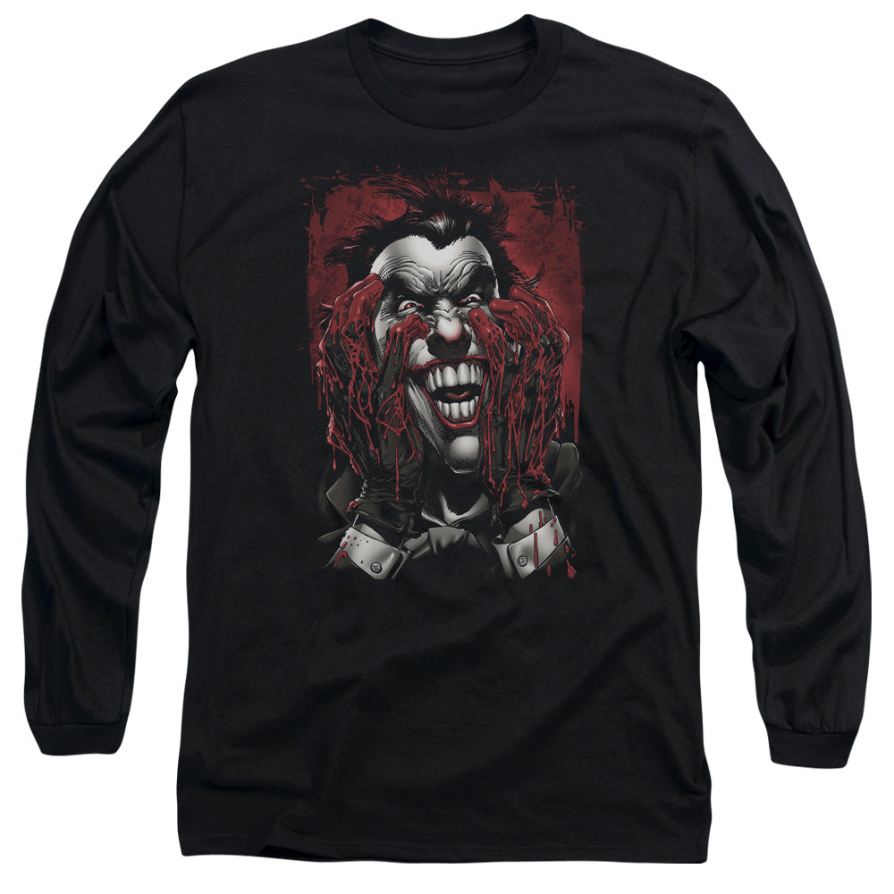 AN OFFCIALLY LICENSED BATMAN BLOOD IN HANDS MEN'S LONG SLEEVE T-SHIRT BLACK