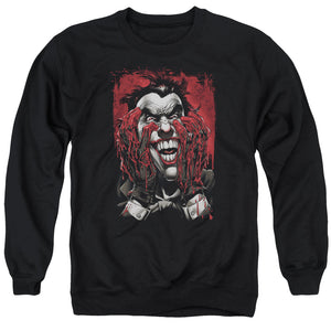 AN OFFCIALLY LICENSED BATMAN BLOOD IN HANDS ADULT UNISEX CREWNECK SWEATSHIRT BLACK