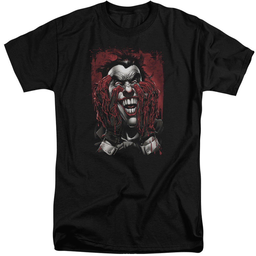 AN OFFCIALLY LICENSED BATMAN BLOOD IN HANDS MEN'S TALL FIT T-SHIRT BLACK