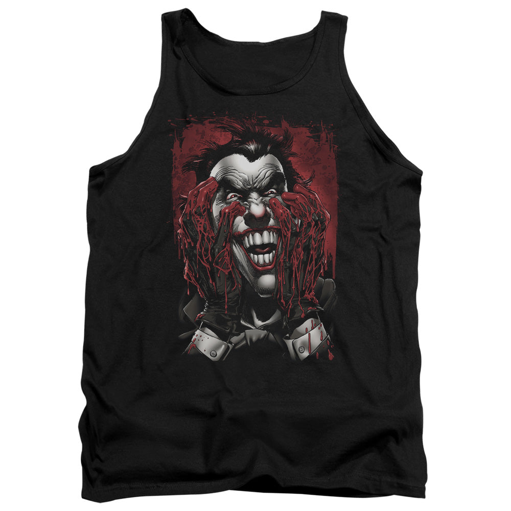 AN OFFCIALLY LICENSED BATMAN BLOOD IN HANDS ADULT UNISEX TANK TOP BLACK