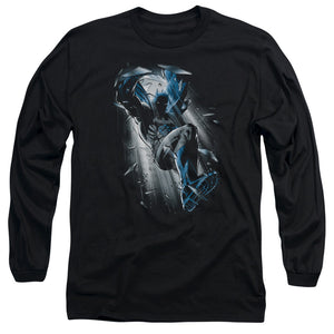 AN OFFCIALLY LICENSED BATMAN BAT CRASH MEN'S LONG SLEEVE T-SHIRT BLACK