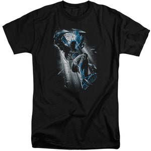AN OFFCIALLY LICENSED BATMAN BAT CRASH MEN'S TALL FIT T-SHIRT BLACK