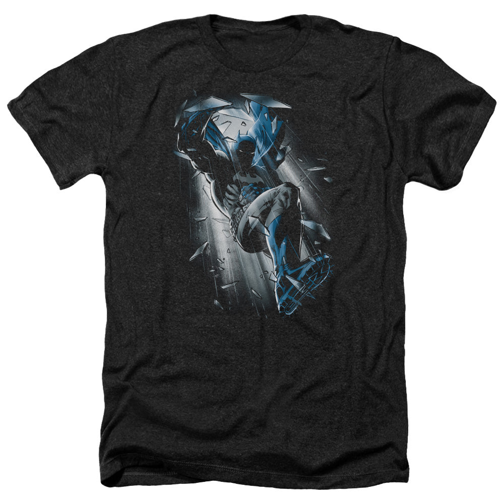 AN OFFCIALLY LICENSED BATMAN BAT CRASH MEN'S HEATHER T-SHIRT CHARCOAL