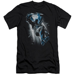 AN OFFCIALLY LICENSED BATMAN BAT CRASH MEN'S PREMIUM SLIM FIT T-SHIRT BLACK