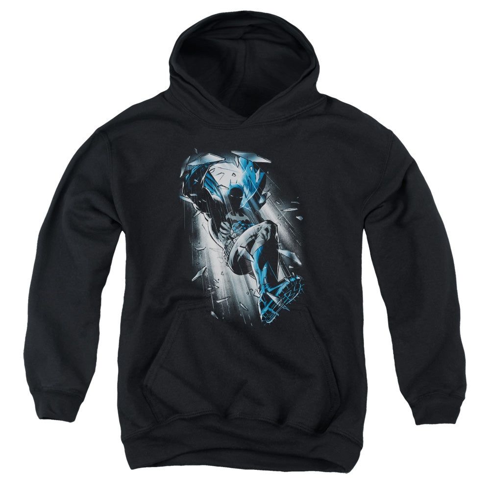 AN OFFCIALLY LICENSED BATMAN BAT CRASH YOUTH HOODIE BLACK