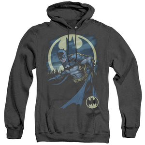 AN OFFCIALLY LICENSED BATMAN HEED THE CALL ADULT UNISEX HEATHER PULLOVER HOODIE BLACK