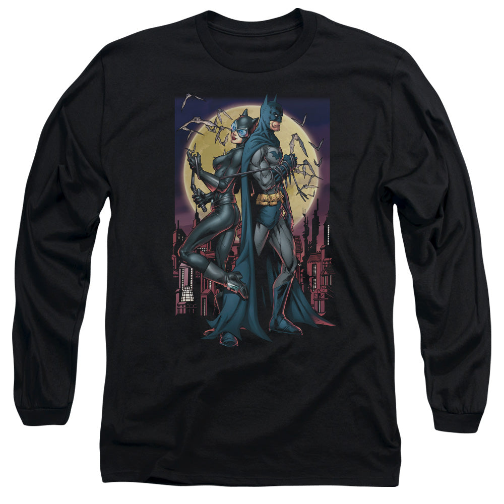 AN OFFCIALLY LICENSED BATMAN PAINT THE TOWN RED MEN'S LONG SLEEVE T-SHIRT BLACK