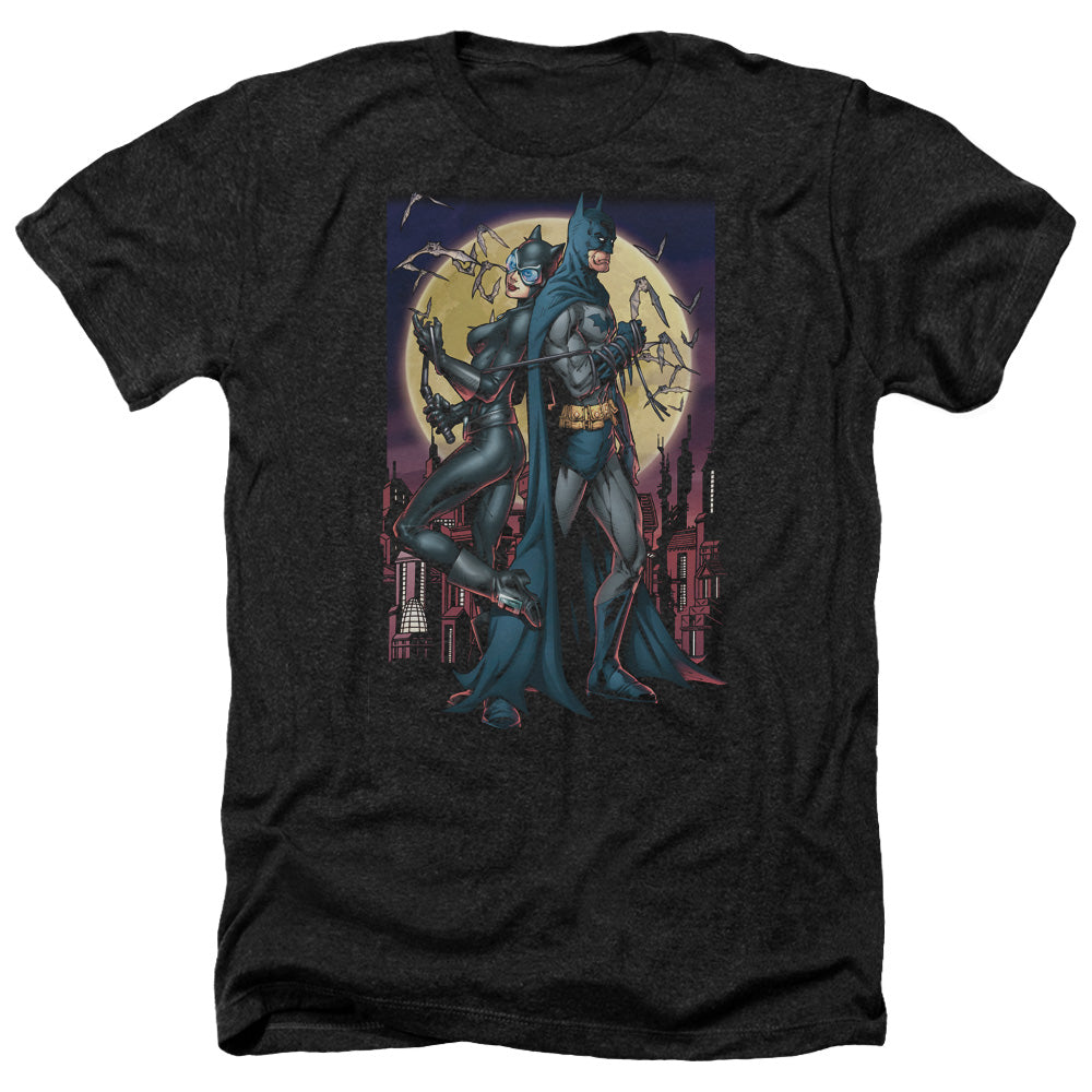 AN OFFCIALLY LICENSED BATMAN PAINT THE TOWN RED MEN'S HEATHER T-SHIRT CHARCOAL