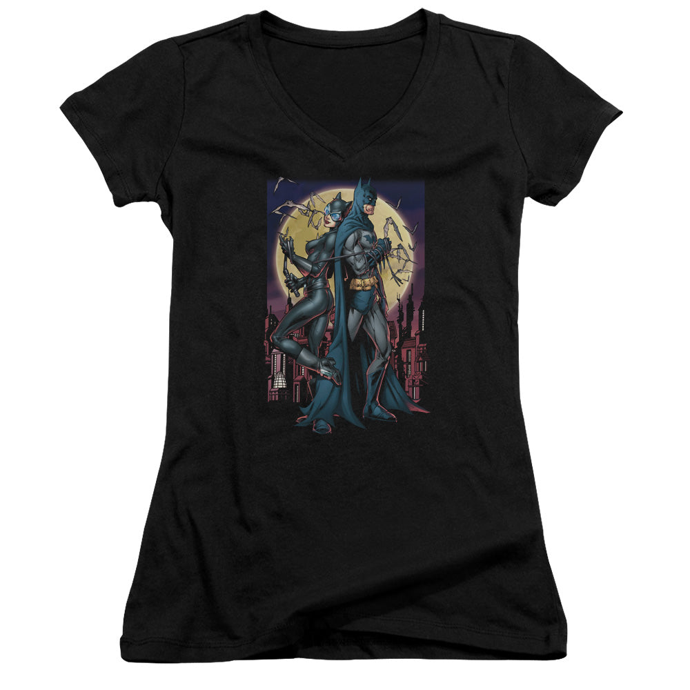 Batman Paint The Town Red Licensed Women's T-Shirt Juniors V-Neck SM
