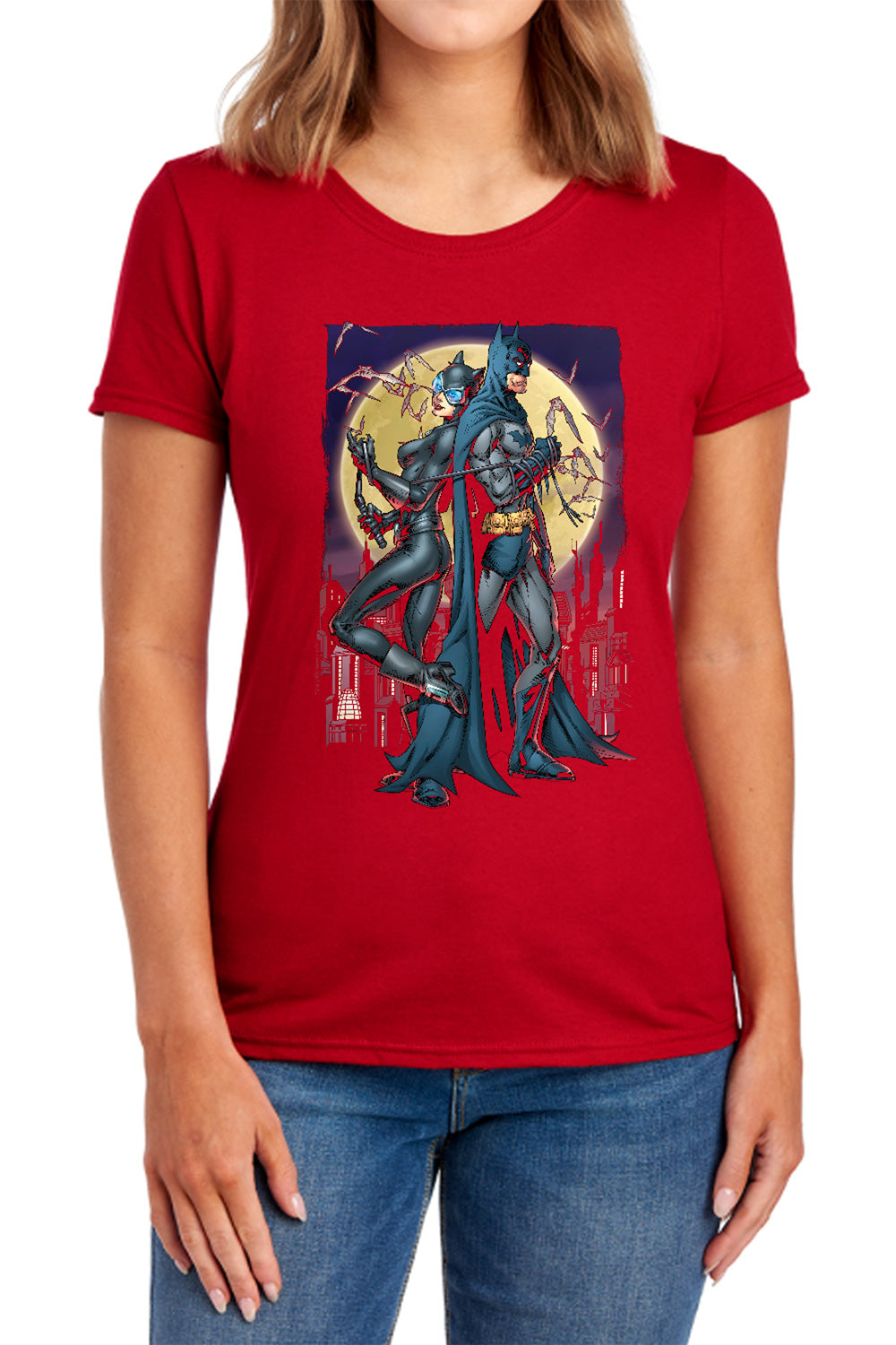 AN OFFCIALLY LICENSED BATMAN PAINT THE TOWN RED WOMEN'S REGULAR FIT T-SHIRT BLACK