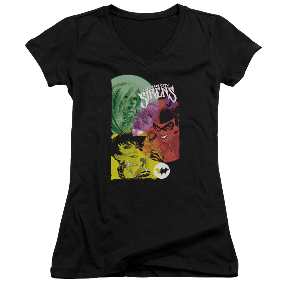 Batman Gotham Sirens Licensed Women's T-Shirt Juniors V-Neck SM