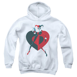 AN OFFCIALLY LICENSED BATMAN HARELY HEART YOUTH HOODIE WHITE