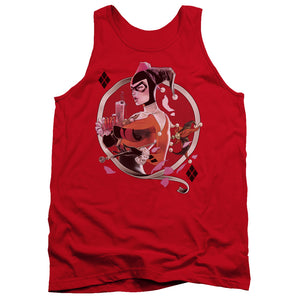 AN OFFCIALLY LICENSED BATMAN HARLEY Q ADULT UNISEX TANK TOP RED