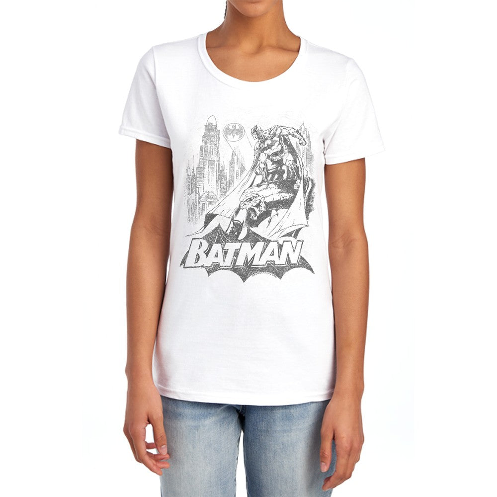 Batman Bat Sketch Licensed Women's T-Shirt Regular Fit SM-2X