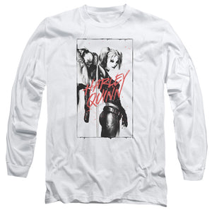 AN OFFCIALLY LICENSED BATMAN INKED QUINN MEN'S LONG SLEEVE T-SHIRT WHITE