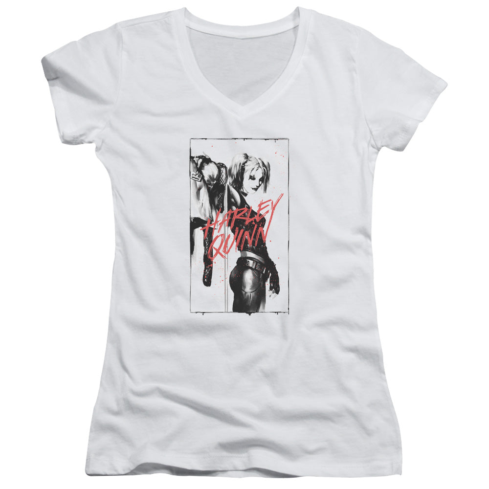 Batman Inked Quinn Licensed Women's T-Shirt Juniors V-Neck SM