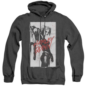 AN OFFCIALLY LICENSED BATMAN INKED QUINN ADULT UNISEX HEATHER PULLOVER HOODIE BLACK