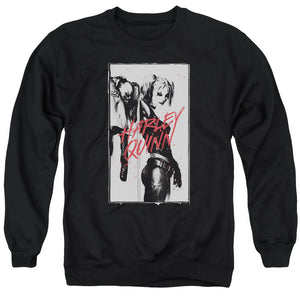 AN OFFCIALLY LICENSED BATMAN INKED QUINN ADULT UNISEX CREWNECK SWEATSHIRT BLACK