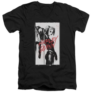 AN OFFCIALLY LICENSED BATMAN INKED QUINN MEN'S V-NECK T-SHIRT BLACK