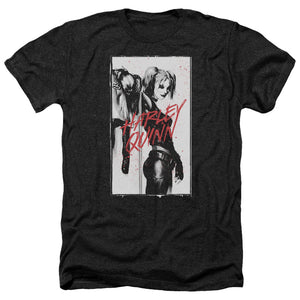 AN OFFCIALLY LICENSED BATMAN INKED QUINN MEN'S HEATHER T-SHIRT CHARCOAL