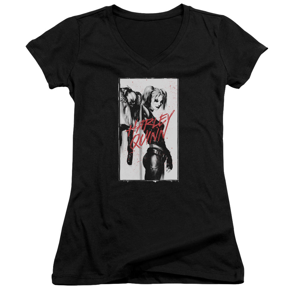 Batman Inked Quinn Licensed Women's T-Shirt Juniors V-Neck SM