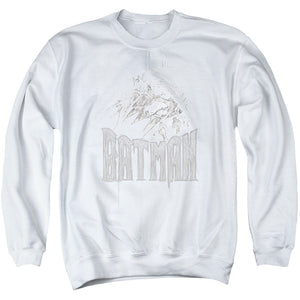 AN OFFCIALLY LICENSED BATMAN KNIGHT SKETCH ADULT UNISEX CREWNECK SWEATSHIRT WHITE