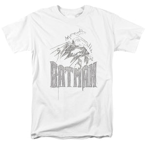 AN OFFCIALLY LICENSED BATMAN KNIGHT SKETCH MEN'S REGULAR FIT T-SHIRT WHITE