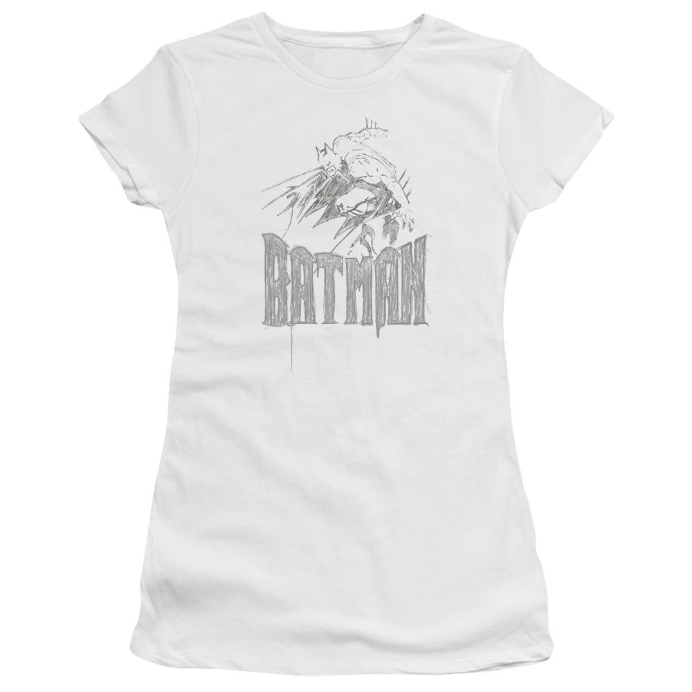 Batman Knight Sketch Licensed Women's T-Shirt Juniors LG-2X