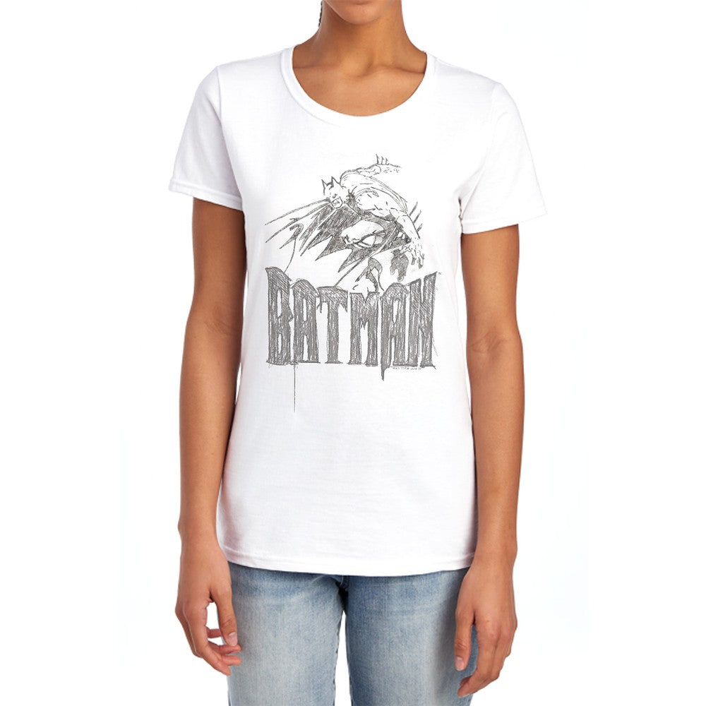 Batman Knight Sketch Licensed Women's T-Shirt Regular Fit SM-2X