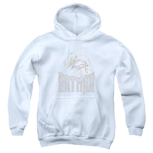 AN OFFCIALLY LICENSED BATMAN KNIGHT SKETCH YOUTH HOODIE WHITE