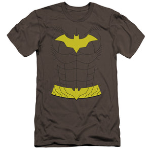 AN OFFCIALLY LICENSED BATMAN NEW BATGIRL UNIFORM MEN'S PREMIUM SLIM FIT T-SHIRT CHARCOAL