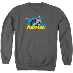AN OFFCIALLY LICENSED BATMAN 8 BIT CAPE ADULT UNISEX CREWNECK SWEATSHIRT CHARCOAL