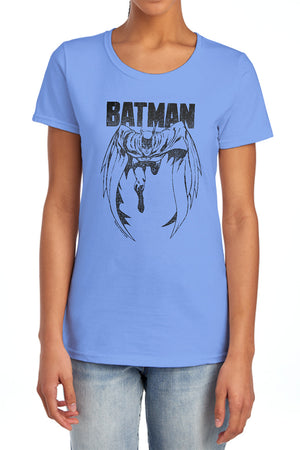 AN OFFCIALLY LICENSED BATMAN GREY NOISE WOMEN'S REGULAR FIT T-SHIRT CHARCOAL