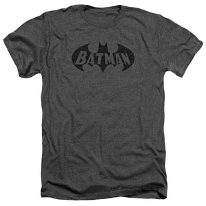 AN OFFCIALLY LICENSED BATMAN CRACKLE BAT MEN'S HEATHER T-SHIRT CHARCOAL
