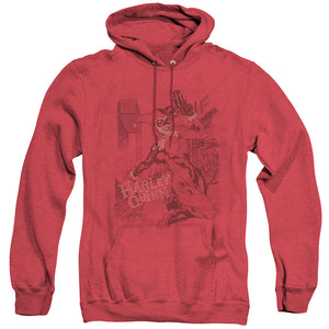 AN OFFCIALLY LICENSED BATMAN HARLEYS PACKING ADULT UNISEX HEATHER PULLOVER HOODIE RED
