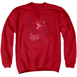 AN OFFCIALLY LICENSED BATMAN HARLEYS PACKING ADULT UNISEX CREWNECK SWEATSHIRT RED