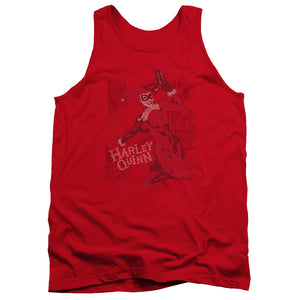 AN OFFCIALLY LICENSED BATMAN HARLEYS PACKING ADULT UNISEX TANK TOP RED