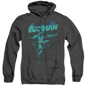 AN OFFCIALLY LICENSED BATMAN BLUE BAT ADULT UNISEX HEATHER PULLOVER HOODIE BLACK