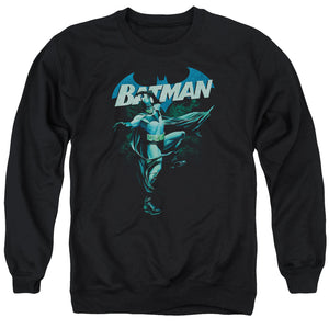 AN OFFCIALLY LICENSED BATMAN BLUE BAT ADULT UNISEX CREWNECK SWEATSHIRT BLACK